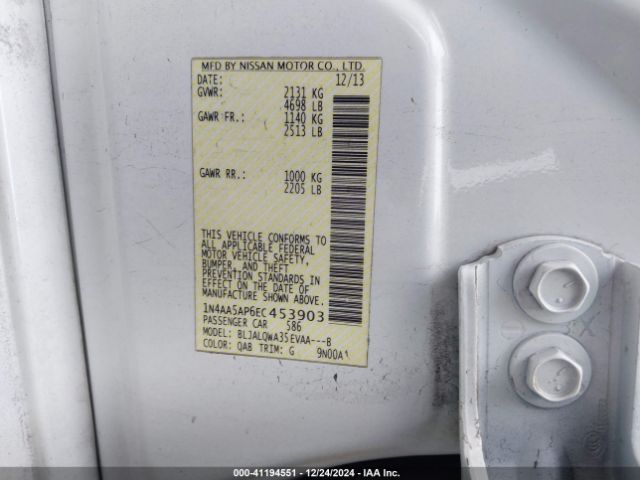 1N4AA5AP6EC453903 Nissan Maxima 3.5 S