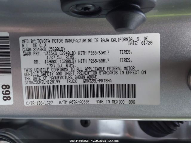 3TMAZ5CN7LM128199 Toyota Tacoma Trd Sport