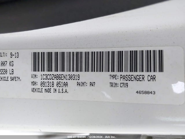 1C3CDZAB6EN130319 Dodge AVENGER SE