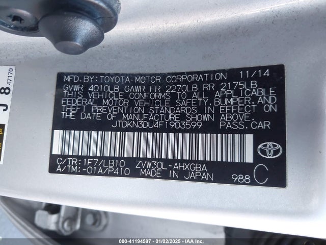 Toyota Prius Four 2015 JTDKN3DU4F1903599 Image 9