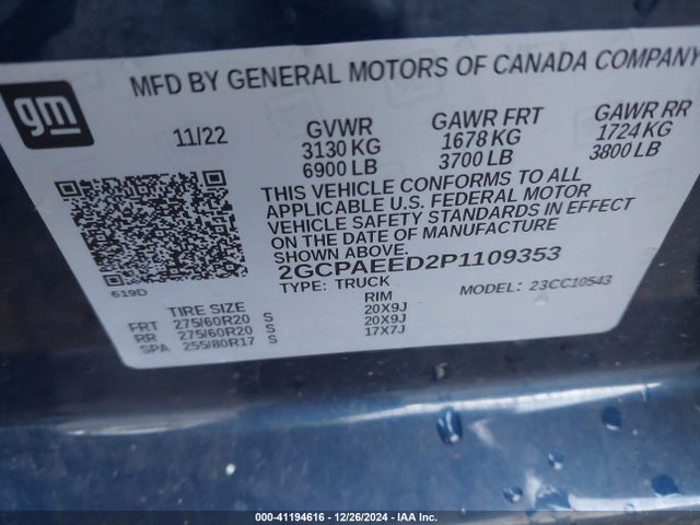 2GCPAEED2P1109353 Chevrolet Silverado 1500 2wd  Short Bed Ltz