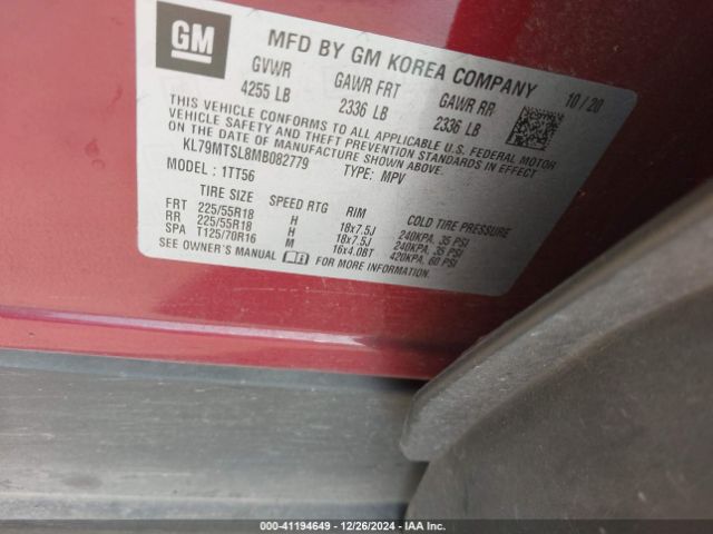 KL79MTSL8MB082779 Chevrolet Trailblazer Fwd Rs