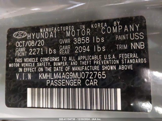 Hyundai ELANTRA SEL 2021 KMHLM4AG9MU072765 Image 9