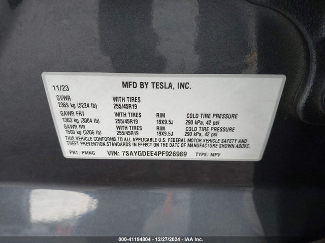 2023 TESLA MODEL Y 7SAYGDEE4PF926989 Photo 8