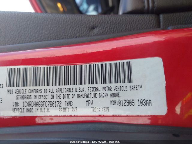 1C4RDHAG6FC760172 Dodge Durango Sxt