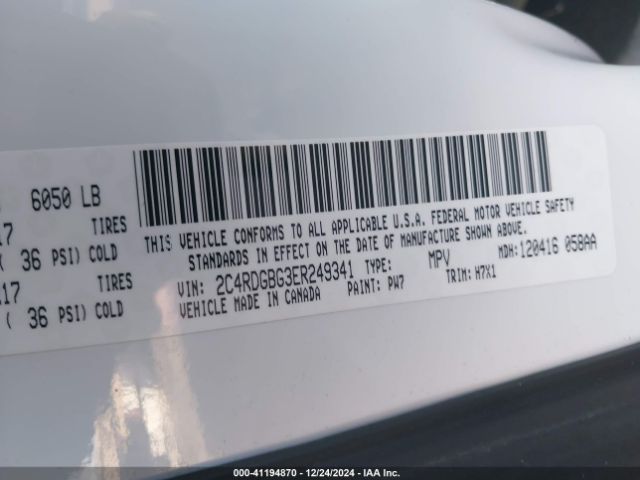 2C4RDGBG3ER249341 Dodge Grand Caravan American Value Pkg