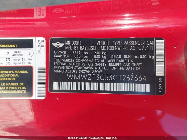 2012 MINI COOPER CLUBMAN WMWZF3C53CT267664 Photo 8