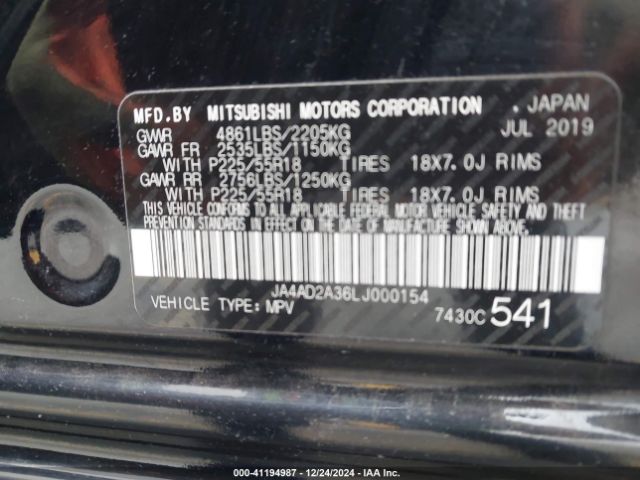 JA4AD2A36LJ000154 Mitsubishi Outlander Es 2.4