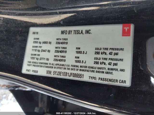 2018 TESLA MODEL 3 5YJ3E1EB1JF086551 Photo 8