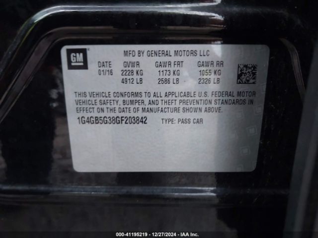 1G4GB5G38GF203842 Buick Lacrosse Leather