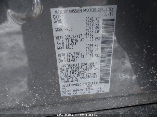Nissan Rogue S Intelligent Awd 2020 5N1AT2MV8LC732016 Image 9