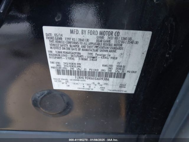 1LNHL9DK6EG609386 Lincoln MKS