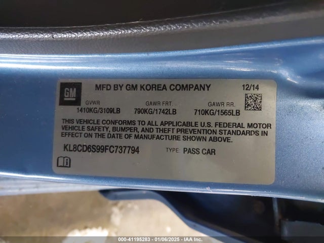 Chevrolet Spark 1lt Cvt 2015 KL8CD6S99FC737794 Image 9