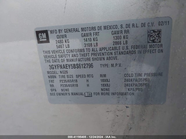 2011 CADILLAC SRX 3GYFNAEY5BS612796 Photo 8