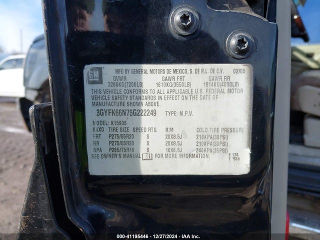 2005 CADILLAC ESCALADE ESV 3GYFK66N75G222249 Photo 8