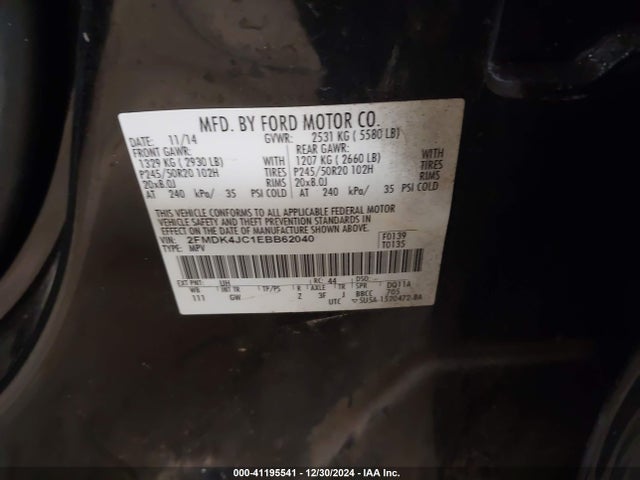 Ford EDGE SEL 2014 2FMDK4JC1EBB62040 Image 9