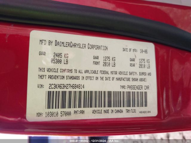 2007 CHRYSLER 300C 2C3KA63H27H684814 Photo 8