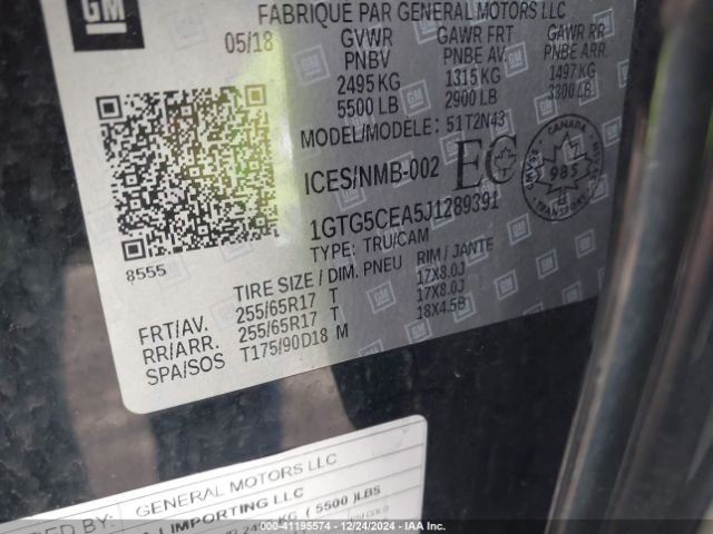 1GTG5CEA5J1289391 GMC CANYON SLE