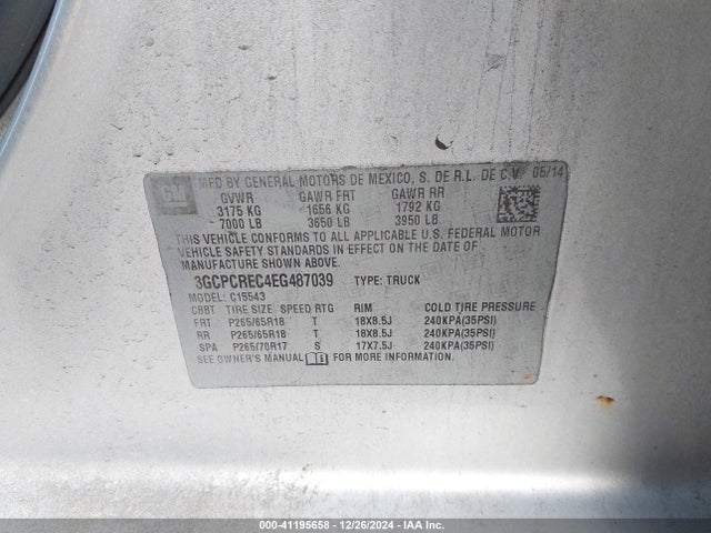 3GCPCREC4EG487039 Chevrolet Silverado 1500 2lt