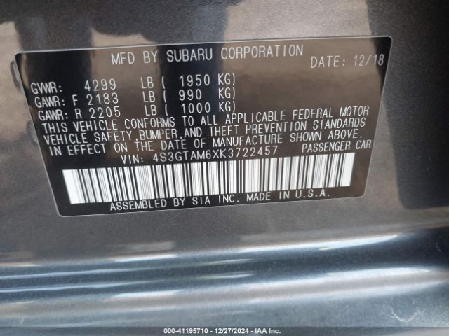 4S3GTAM6XK3722457 Subaru Impreza 2.0i Sport