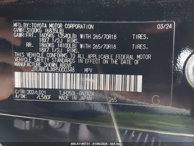 2024 TOYOTA LAND CRUISER JTEABFAJXR5000348 Photo 8