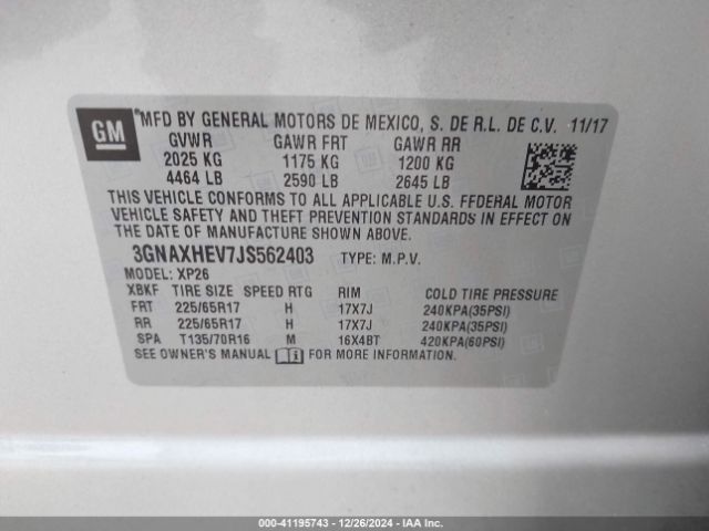 3GNAXHEV7JS562403 Chevrolet EQUINOX LS