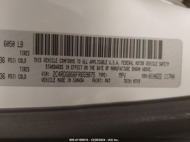 2C4RDGBG6FR659875 Dodge Grand Caravan Se Plus