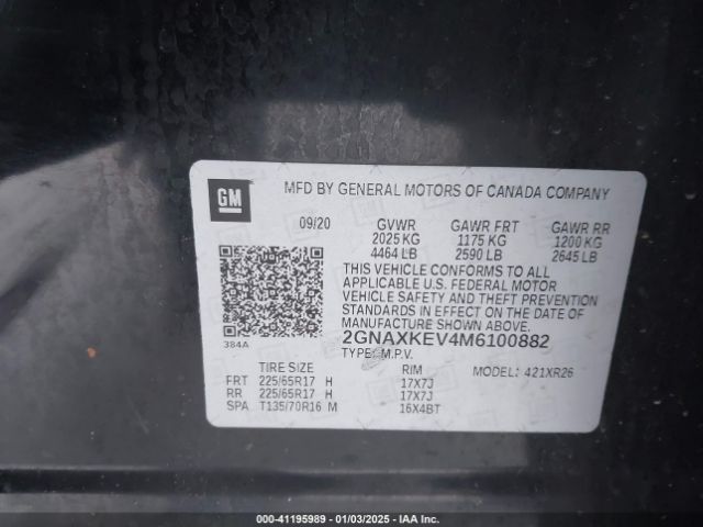 2021 CHEVROLET EQUINOX 2GNAXKEV4M6100882 Photo 8