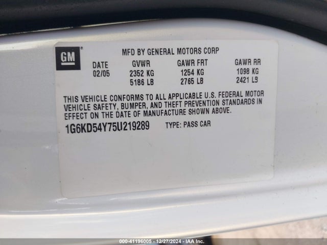 2005 CADILLAC DEVILLE 1G6KD54Y75U219289 Photo 8