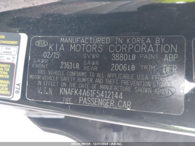 KNAFK4A61F5412144 KIA FORTE LX