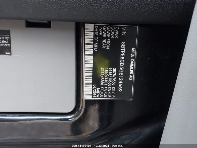 8BTPE8CD5GE124669 Mercedes-Benz Sprinter 2500 High  Roof/high Roof