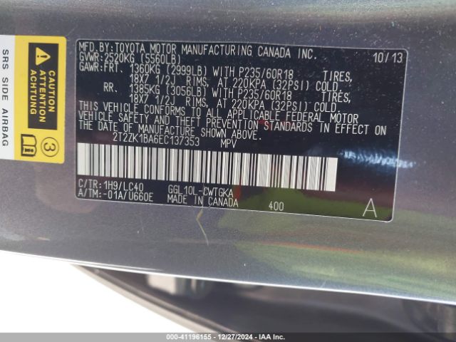 2T2ZK1BA6EC137353 Lexus RX 350