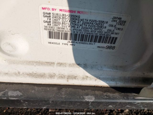 2008 MITSUBISHI OUTLANDER JA4MT41X58Z013517 Photo 8