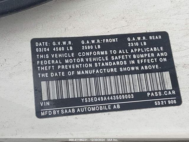 2004 SAAB 9-5 YS3ED49A443509003 Photo 8
