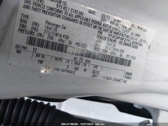 Ford FOCUS SE 2015 1FADP3F21FL269743 Image 9