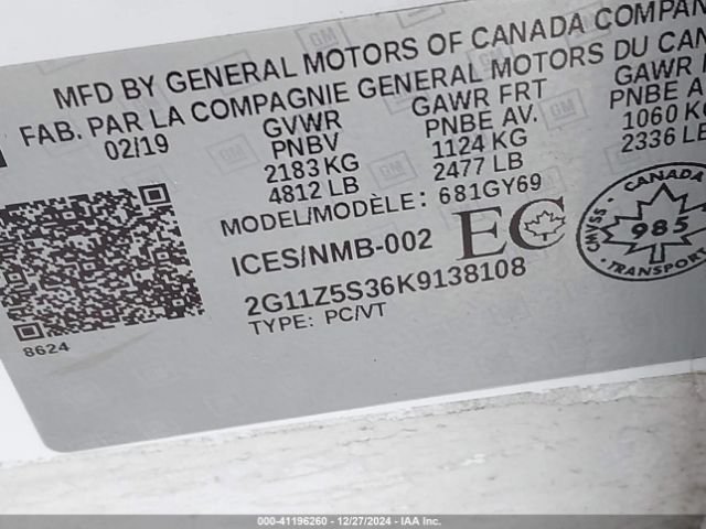 2G11Z5S36K9138108 Chevrolet IMPALA LT