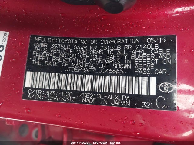 Toyota COROLLA LE 2020 JTDEPRAE7LJ046665 Image 9