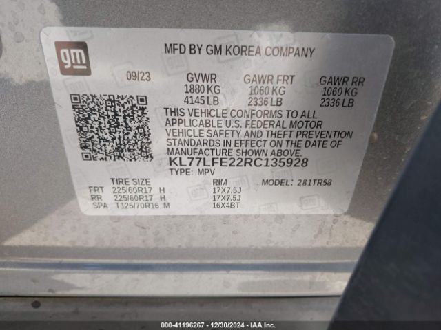 KL77LFE22RC135928 Chevrolet Trax Fwd Sp