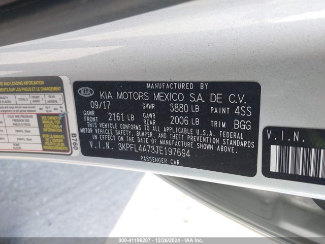 KIA FORTE LX 2018 3KPFL4A73JE197694 Image 9