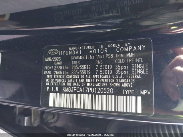 KM8JFCA17PU120520 Hyundai Tucson Hybrid Sel Convenience