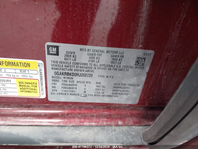 Buick Enclave Leather 2017 5GAKRBKD0HJ268726 Image 9