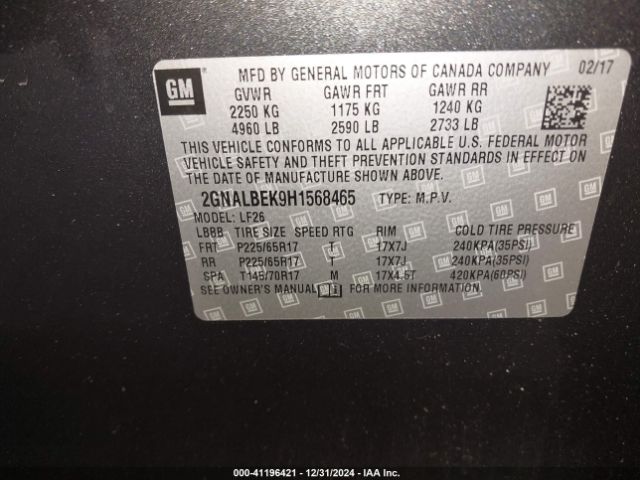 2GNALBEK9H1568465 Chevrolet EQUINOX LS