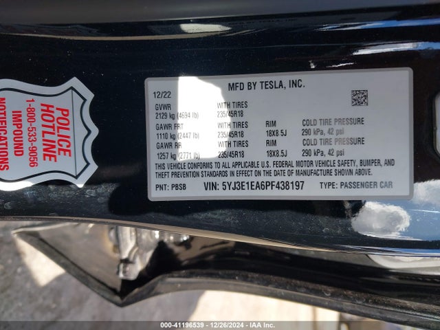 2023 TESLA MODEL 3 5YJ3E1EA6PF438197 Photo 8