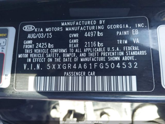 5XXGR4A61FG504532 KIA Optima Sxl Turbo