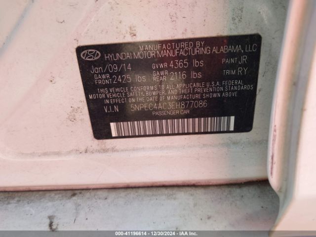 5NPEC4AC3EH877086 Hyundai SONATA SE