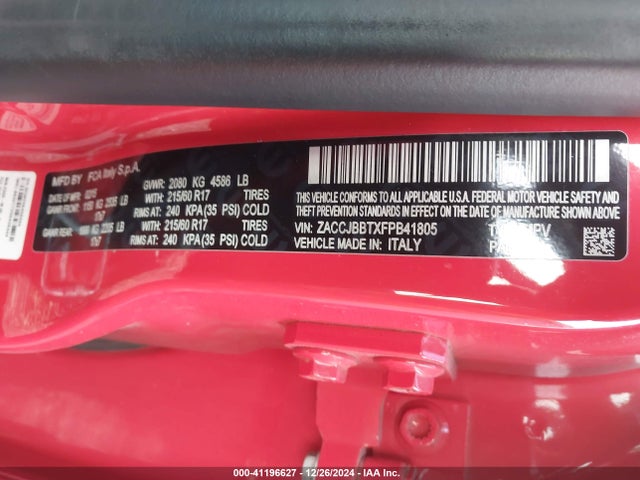 Jeep Renegade Latitude 2015 ZACCJBBTXFPB41805 Image 9
