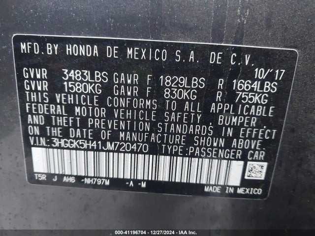 3HGGK5H41JM720470 Honda FIT LX