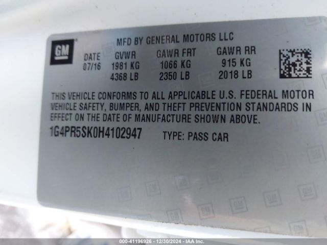 1G4PR5SK0H4102947 Buick Verano Sport Touring