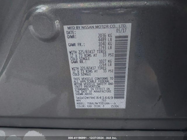 Nissan ROGUE S 2017 5N1AT2MT9HC841669 Image 9