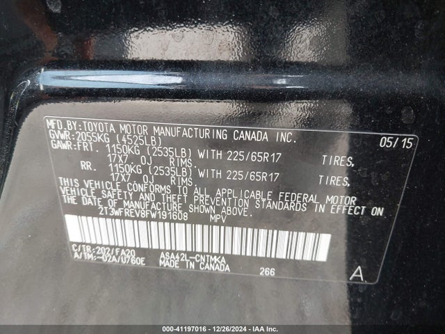 Toyota Rav4 Xle 2015 2T3WFREV8FW191608 Image 9